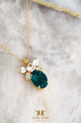 Emerald Necklace, Emerald Crystal Gold Necklace, Bridal Emerald Gold Necklace, Bridesmaids Necklaces, Emerald Green Necklace, Gift For Her