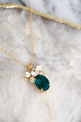 Emerald Necklace, Emerald Crystal Gold Necklace, Bridal Emerald Gold Necklace, Bridesmaids Necklaces, Emerald Green Necklace, Gift For Her