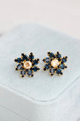 Blue Navy Stud Earrings, Blue Sapphire Crystal Bridal Stud Earrings, Dark Blue Gold Earrings, Gift For Woman, Bridemaids Blue Earrings
