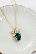 Emerald Necklace, Emerald Crystal Gold Necklace, Bridal Emerald Gold Necklace, Bridesmaids Necklaces, Emerald Green Necklace, Gift For Her