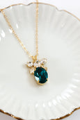 Emerald Necklace, Emerald Crystal Gold Necklace, Bridal Emerald Gold Necklace, Bridesmaids Necklaces, Emerald Green Necklace, Gift For Her