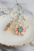 Flower Crystlal Stud Earrings, Pink Blue Crystal Stud Earrings, Summer Spring Bridal Earrings, Bridesmaids Light Pink Earrings, GifT For Her