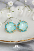 Sage Green Crystal Stud Earrings, Green Mint Crystal Stud Earrings, Bridal Sgae Green Wedding Jewelry, Mint Green Earrings, Gift For Woman