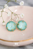 Sage Green Crystal Stud Earrings, Green Mint Crystal Stud Earrings, Bridal Sgae Green Wedding Jewelry, Mint Green Earrings, Gift For Woman