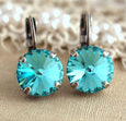 Turquoise Aqua Silver drop earrings, Silver drop earrings,Swarovski drop earrings, Bridesmaids earrings - silver earrings, wedding jewelry