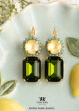 Green Yellow Drop Earrings, Gift For Woman