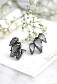 Black Earrings, Black Climber Earrings, Bridal Black Earrings, Gray Earrings, Gothic Studs, Gift For Her, Black Crystal Geometric Earrings