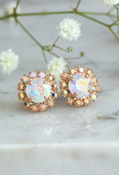 Bridal Earrings, Bridesmaids Crystal Earrings, Ab Crystal Earrings, Bridesmaids Crystal Stud Earrings, Gift For Her, Crystal Stud Earrings