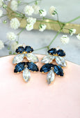 Dusty Blue Cluster Bridal Earrings, Blue Navy Crystal Earrings, Blue Navy Crystal Stud Earrings, Bridesmaids Earrings, Gift For Her