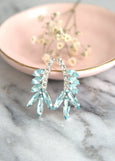 Aquamarine Earrings, Bridal Aquamarine Cluster Earrings, Light Blue Crystal Cluster Earrings, Bridesmaid Earrings, Gift For Her
