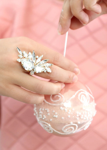 Clear Crystal Swarovski Cocktail Ring, Statement Crystal Ring