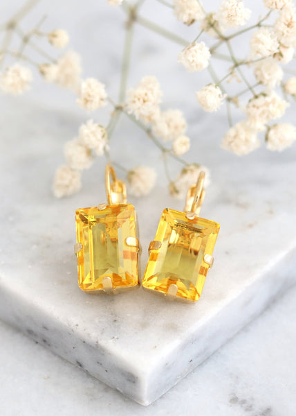 Yellow Drop Earrings, Yellow Earrings, Bridal Yellow Earrings, Yellow Crystal Earrings, Gift For Her, Bridesmaids Daffodil Yellow Earrings