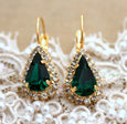Emerald Earrings, Emerald Drop Crystal Earrings, Emerald Bridal Earrings, Dark Green Earrings, Teardrop Emerald Earrings, Green Earrings