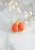 Orange Fire Opal Drop Earrings, Orange Australian Opal Pear Teardrop Earrings, Opal Earrings, Small Leverback Earrings, October Birthstone