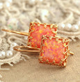 Opal Earrings, Opal Drop Earrings, Fire Opal Earrings, Gift for her, Christmas Gift, Australian Opal, Orange Earrings, Opal Gold Earrings
