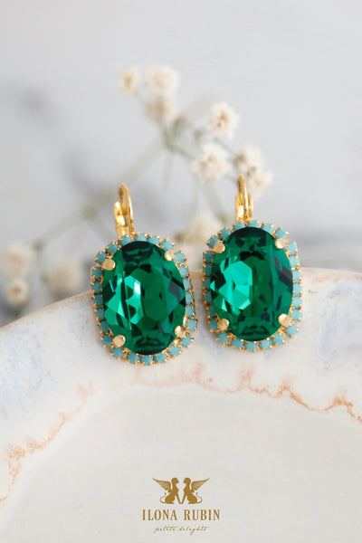 Emerald Crystal Earrings, Emerald Green Crystal Drop Earrings, Bridal Emerlad Earrings, Gift For Woman, Handmade Earrings, Green Earrings