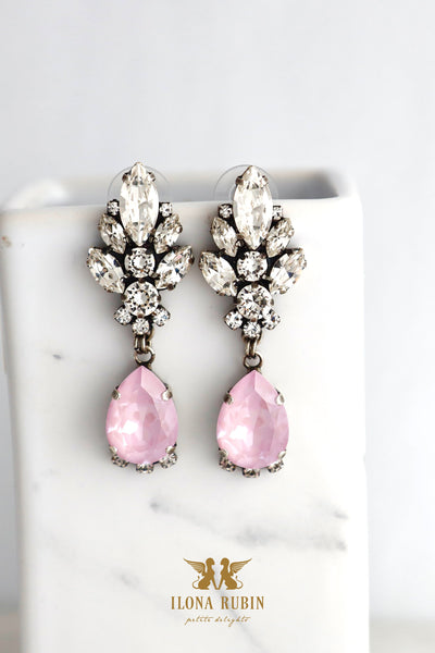 Pink Ballet Chandelier Earrings, Pale Pink Long Earrings, Bridal Petal Pink Drop Earrings, Bridal Light Pink Earrings,Bridal Drop Earrings