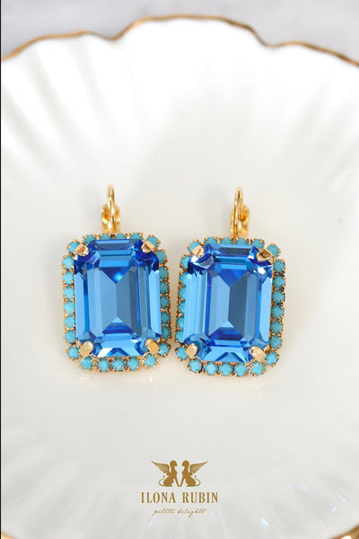 Light Blue Drop Earrings, Light Blue Crystal Drop Earrings, Bridal London Blue Earrings, Gift For Woman, Handmade Earrings, Blue Earrings