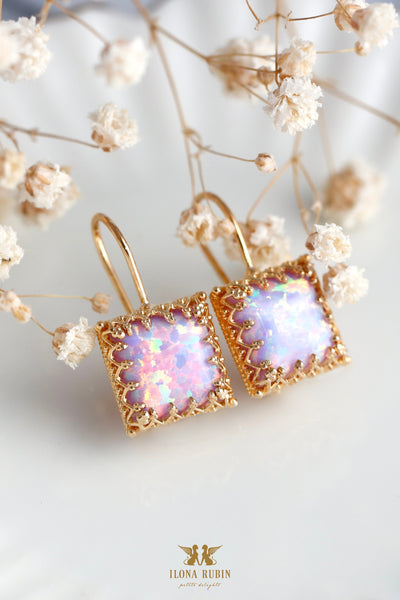 Opal Earrings, Opal Drop Earrings, Purple Opal Earrings, Gift for her, Christmas Gift, Purple Drop Earrings, Opal Earrings, Gift For Woman