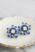 Blue Crystal Earrings, Light Sapphire Blue Earrings, Blue Yellow Crystal Earrings, Flower Crystal Earrings, Bridesmaids Gifts, Gift For Her