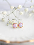 Opal Earrings, Purple Opal stud earrings, Light Purple Opal Studs, Gold Lab Opal earrings, a Gift for a woman, October Birth Stone Gift