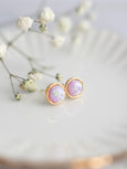 Opal Earrings, Purple Opal stud earrings, Light Purple Opal Studs, Gold Lab Opal earrings, a Gift for a woman, October Birth Stone Gift