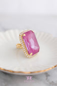 Purple Cocktail Crystal Ring, Orchid Purple Statement Crystal Ring, Statement Gold Crystal Ring, Adjustable Cocktail Purple Ring
