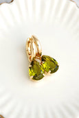 Green Olive Earrings, Olivin Green Crystal Huggie Earrings, Bridal Crystal Hoops, Everyday Green Drop Earrings, Hoop Green Dangle Earrings