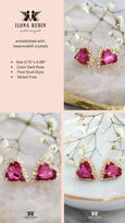 Valentine Heart Stud Earrings, Bridal Pink Earrings, Pink Stud Earring