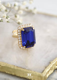 Sapphire Blue Cocktail Ring, Dark Blue Crystal Ring, Statement Blue Crystal Ring, Adjustable Cocktail Ring, Embellished with Swarovski.
