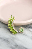 Green climbing Earrings, Light Green Climbing earrings, Lime Green Crystal Earrings, Peridot Green Ear Crawler Earrings, Gift For Her