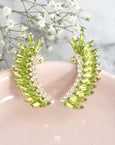 Green climbing Earrings, Light Green Climbing earrings, Lime Green Crystal Earrings, Peridot Green Ear Crawler Earrings, Gift For Her