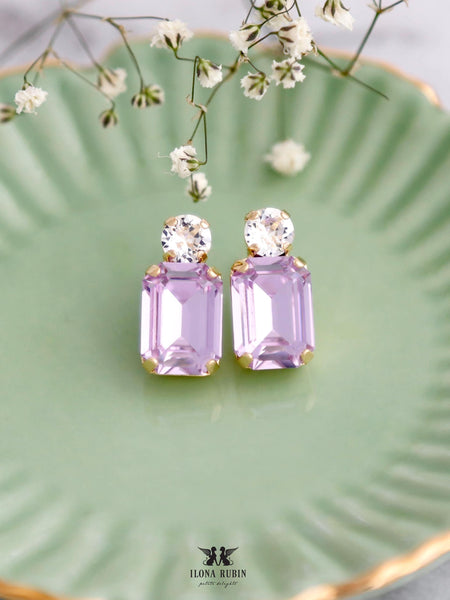 Light Purple Stud Earrings, Lavender Purple Crystal Bridal Earrings, Light Purple Bridesmaids Earrings, Bridal Purple Studs, Gift For Her