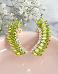 Green climbing Earrings, Light Green Climbing earrings, Lime Green Crystal Earrings, Peridot Green Ear Crawler Earrings, Gift For Her