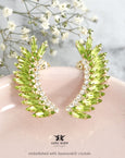 Green climbing Earrings, Light Green Climbing earrings, Lime Green Crystal Earrings, Peridot Green Ear Crawler Earrings, Gift For Her
