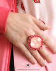 Pink Red Cocktail Crystal Ring, Hot Pink Statement Crystal Ring, Statement Pink Crystal Ring, Adjustable Cocktail Pink Ring, Gift For