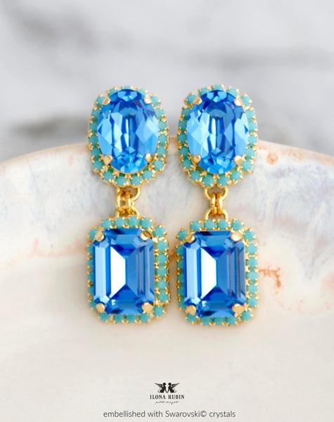 Aqua Blue Chandelier Earrings, Bridal Aqua Blue Earrings, Aqua Blue Turquoise Chandelier Earrings, Light Blue Long Earrings, Gift For Her