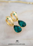 Snake Crystal Drop Dangle Earrings, Emerald Green Crystal Gold Huggie Earrings, Gold Snake Earrings, Everyday Earrings, Hoop Green Earrings