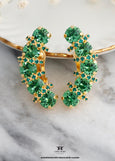 Green Crystal Clip On Earrings, Handmade Eirinite Green Clip On Ear Crawlers, Gift for Her, Crystal Gold Green Ear Climber, Clip On Earrings