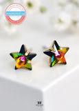 Star Stud Earrings 10mm Vitrail Crystal, Multi Color Embellished with Swarovski Star Crystals Earrings, Rainbow Crystal Studs, Gift for Her