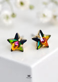 Star Stud Earrings 10mm Vitrail Crystal, Multi Color Embellished with Swarovski Star Crystals Earrings, Rainbow Crystal Studs, Gift for Her