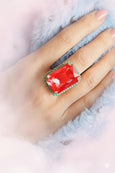 Red Crystal Cocktail Ring, Poppy Red Statement Crystal Ring, Statement Hot Red Crystal Ring, Adjustable Cocktail Red Ring