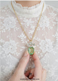 Peridot Green Crystal Necklace, Light Green Bridal Necklace, Green Long Necklace, Peridot Necklace Embellished with Swarovski Crystals