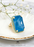 Blue Crystal Cocktail Ring, Blue Teal Statement Crystal Ring, Statement Teal Blue Crystal Ring, Adjustable Cocktail Red Ring