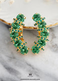 Green Crystal Clip On Earrings, Handmade Eirinite Green Clip On Ear Crawlers, Gift for Her, Crystal Gold Green Ear Climber, Clip On Earrings