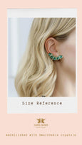 Green Crystal Clip On Earrings, Handmade Eirinite Green Clip On Ear Crawlers, Gift for Her, Crystal Gold Green Ear Climber, Clip On Earrings