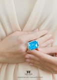 Blue Crystal Cocktail Ring, Blue Teal Statement Crystal Ring, Statement Teal Blue Crystal Ring, Adjustable Cocktail Red Ring