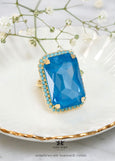 Blue Crystal Cocktail Ring, Blue Teal Statement Crystal Ring, Statement Teal Blue Crystal Ring, Adjustable Cocktail Red Ring