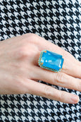 Blue Crystal Cocktail Ring, Blue Teal Statement Crystal Ring, Statement Teal Blue Crystal Ring, Adjustable Cocktail Red Ring