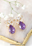 Purple Violet Stud Crystal Earrings, Purpel Embellished Swarovski Crystal Earrings, Purple Bridal Wedding Crystal Earrings, Gift For Her